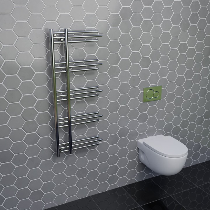 500mm (w) x 1200mm (h) Beaumaris Chrome Heated Towel Rail