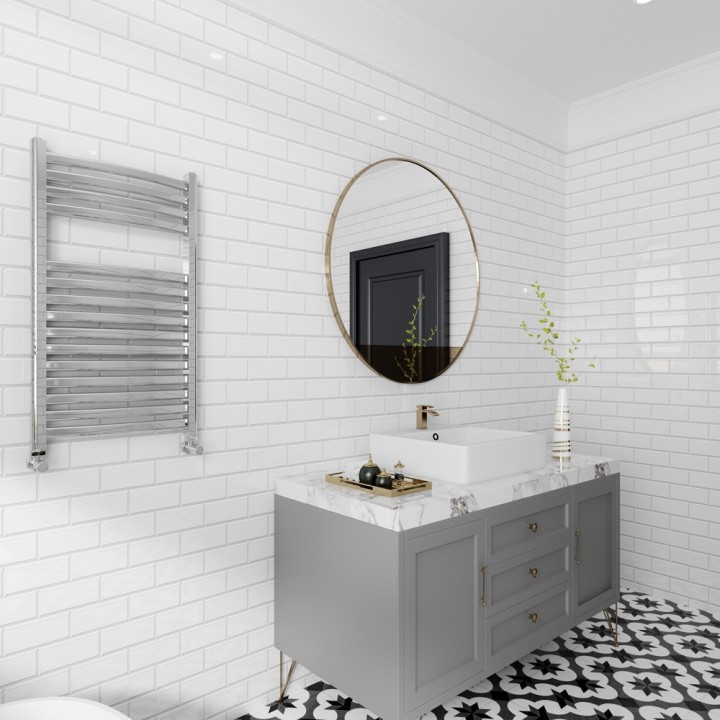 500mm (w) x 800mm (h) Ellipse Chrome Heated Towel Rail