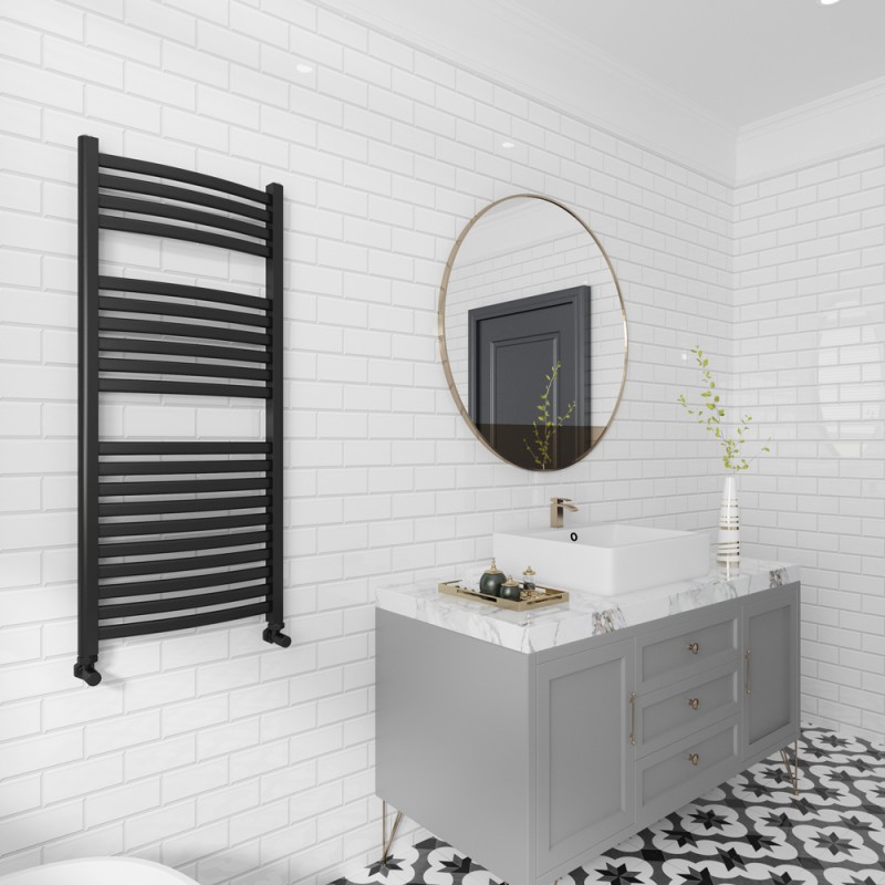 500mm(w) x 1100mm(h) Ellipse Black Towel Rail-closeup