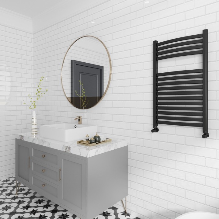 600mm(w) x 800mm(h) Ellipse Black Towel Rail-closeup