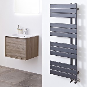 500mm (w) x 1200mm (h) Electric "Apollo" Anthracite Heated Towel Rail (Single Heat or Thermostatic Option)