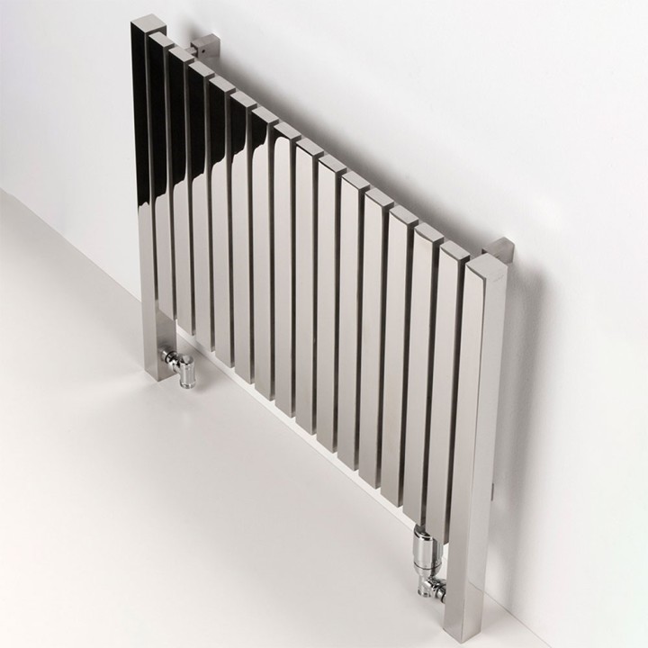 Aeon "Arat L" Designer Polished Stainless Steel Radiator - insitu