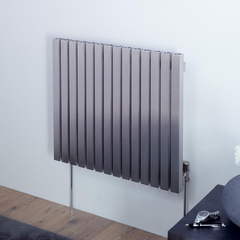 Aeon "Dalya" Wall Mounted Designer Brushed Stainless Steel Radiators - Insitu