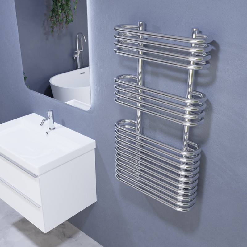 500mm (w) x 900mm (h) "Neath" Chrome Designer Towel Rail