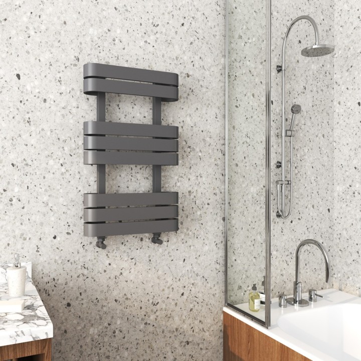 500mm (w) x 850mm (h) Barlo Anthracite Oval Tube Towel Rail