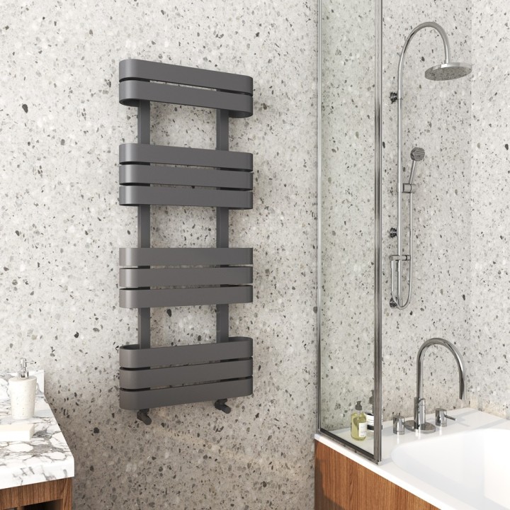 500mm (w) x 1200mm (h) Barlo Anthracite Oval Tube Towel Rail