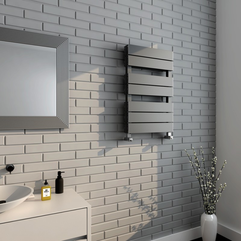 500mm (w) x 800mm (h) "Flow" Anthracite Double Aluminium Towel Rail (14 Extrusions)