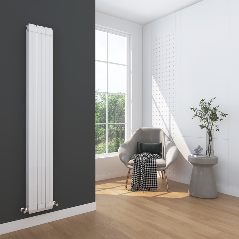 245mm (w) x 1800mm (h) Vesuvius White Radiator (Aluminium) - close up