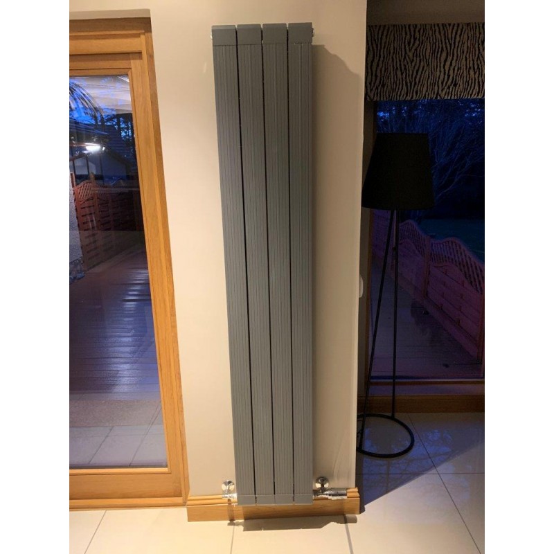 318mm (w) x 1800mm (h) "Vesuvius" Anthracite Vertical Aluminium Radiator (4 Extrusions)