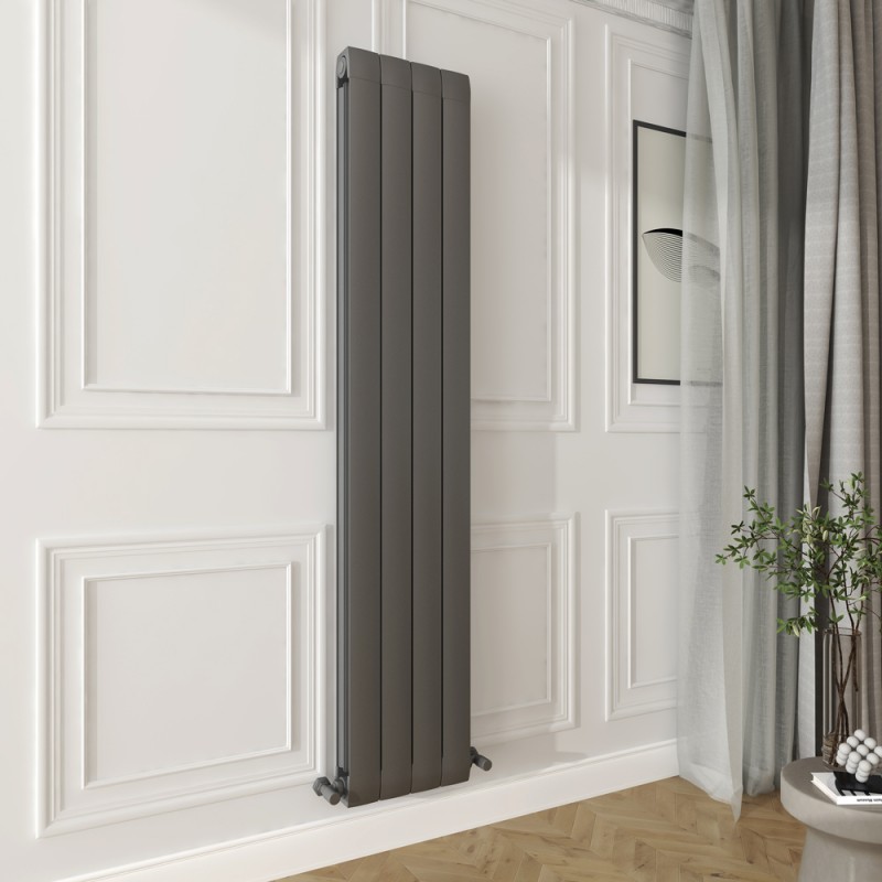 335mm (w) x 1800mm (h) "Vesuvius" Anthracite Vertical Aluminium Radiator (4 Extrusions)