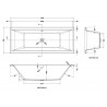 Asselby Square Double Ended Rectangular Bath 1700mm (L) x 700mm (W) - Eternalite Acrylic - Technical Drawing