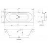 Otley Round Double Ended Rectangular Bath 1700mm (L) x 700mm (W) - Eternalite Acrylic - Technical Drawing