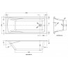 Linton Square Single Ended Rectangular Bath 1700mm (L) x 700mm (W) - Eternalite Acrylic - Technical Drawing