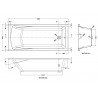 Linton Square Single Ended Rectangular Bath 1800mm (L) x 800mm (W) - Eternalite Acrylic - Technical Drawing