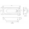 Barmby Round Single Ended Rectangular Bath 1700mm (L) x 700mm (W) - Eternalite Acrylic - Technical Drawing