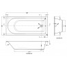 Barmby Round Single Ended Rectangular Bath 1800mm (L) x 800mm (W) - Eternalite Acrylic - Technical Drawing