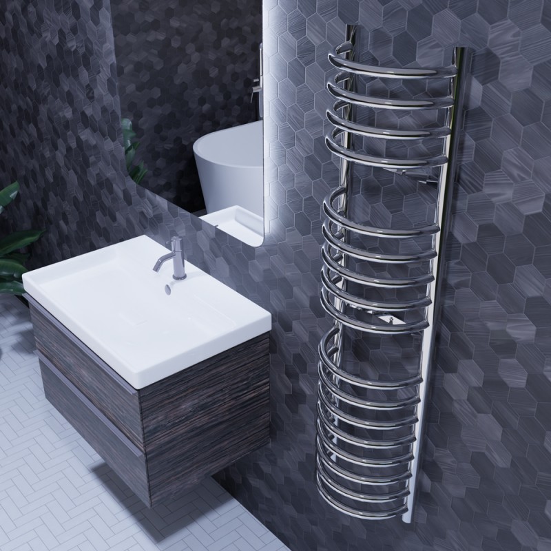 300mm (w) x 1200mm (h) Electric "Buckley" Chrome Towel Rail (Single Heat or Thermostatic Option)