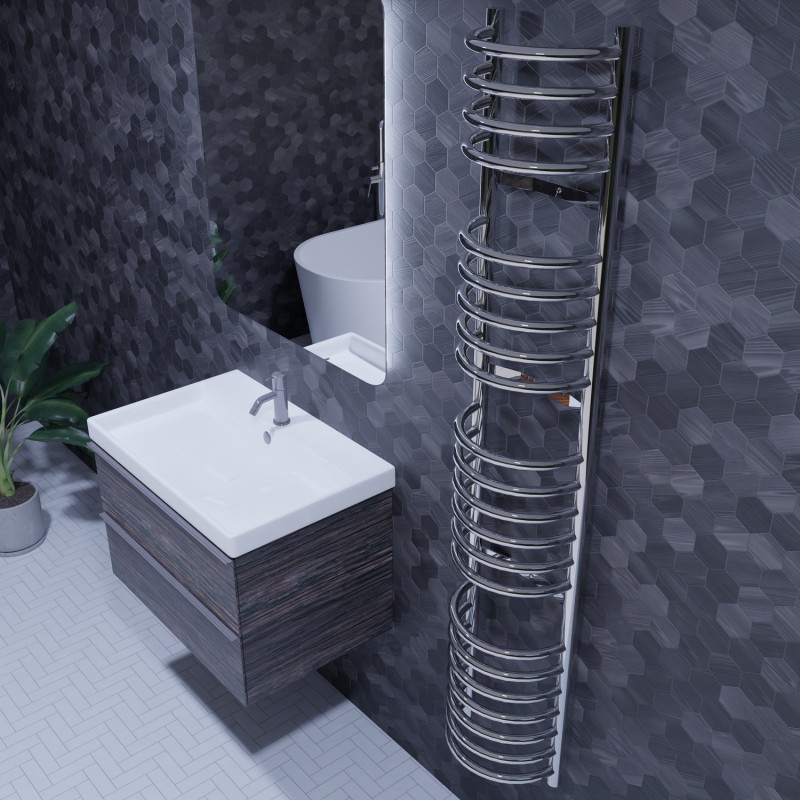 300mm (w) x 1600mm (h) Electric "Buckley" Chrome Towel Rail (Single Heat or Thermostatic Option)