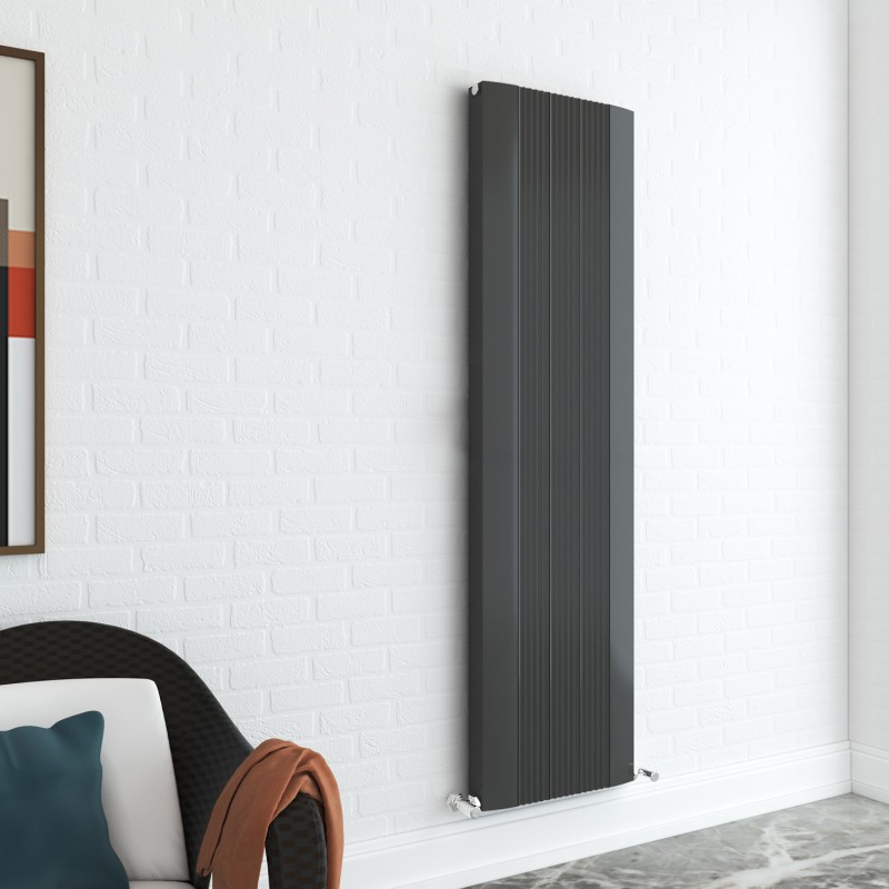 470mm (w) x 1800mm (h) "Cariad" Double Panel Anthracite Vertical Aluminium Radiator (10 Extrusions)