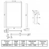 Full Outer Framed Wetroom Screen 1400mm W x 1950mm H with Support Bar 8mm Glass - Brushed Brass - Technical Drawing