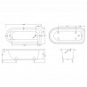 Barnsbury Freestanding Traditional Bath - 1700mm (L) x 750mm (W) x 650mm (D) - Corbel Leg Set - Technical Drawing