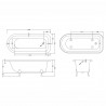 Barnsbury Freestanding Traditional Bath - 1700mm (L) x 750mm (W) x 650mm (D) - Deacon Leg Set - Technical Drawing