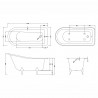 Brockley Freestanding Traditional Bath - 1500mm (L) x 730mm (W) x 770mm (D) - Deacon Leg Set - Technical Drawing