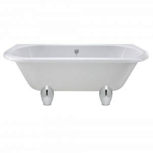 Brockley Freestanding Back to Wall Double Ended Traditional Bath with Chrome Feet - 1700mm(l) x 745mm(w) x 650mm(d)