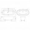 Kingsbury Freestanding Traditional Bath - 1700mm (L) x 745mm (W) x 650mm (D) - Deacon Leg Set - Technical Drawing