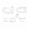 Kingsbury Freestanding Traditional Bath - 1500mm (L) x 750mm (W) x 470mm (D) - Corbel Leg Set - Technical Drawing
