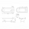 Kingsbury Freestanding Traditional Bath - 1700mm (L) x 750mm (W) x 470mm (D) - Corbel Leg Set - Technical Drawing