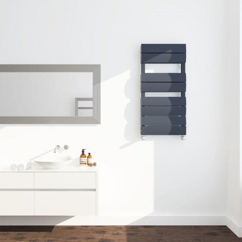 500mm (w) x 1000mm (h) "Wave" Anthracite Single Aluminium Towel Rail (8 Extrusions)