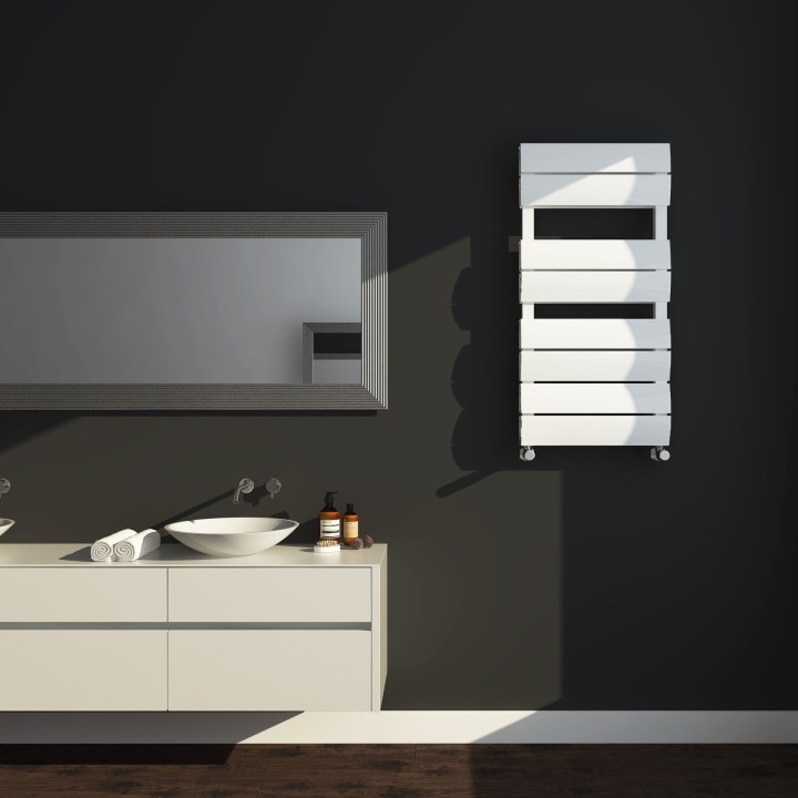 500mm x 1000mm  Wave White Single Aluminium Towel Rail