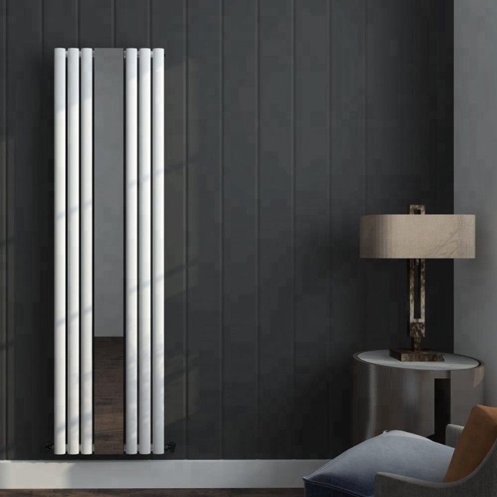 499mm (w) x 1800mm (h) Brecon White Mirrored Radiator