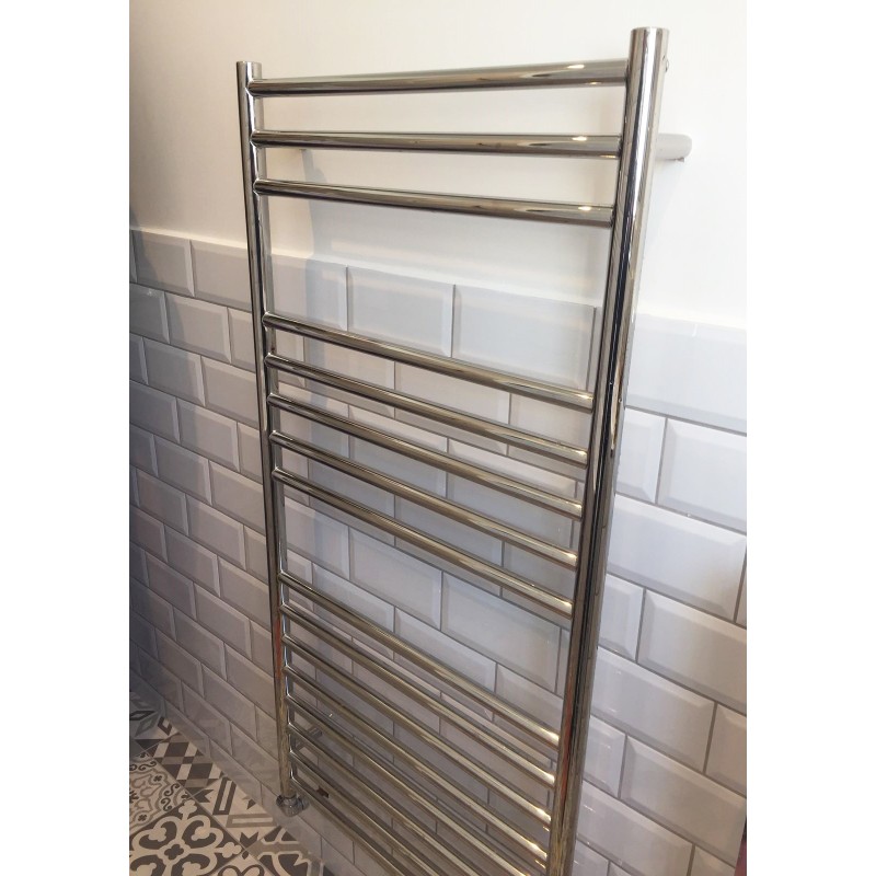 600mm (w) x 1200mm (h) Polished Straight "Stainless Steel" Towel Rail