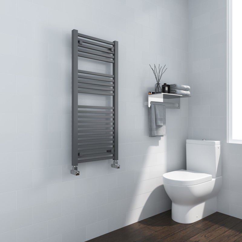 500mm (w) x 1200mm (h) "Atlas" Anthracite Designer Towel Rail - close up