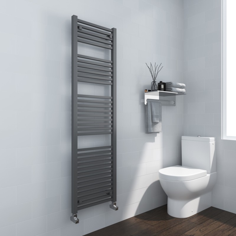 500mm (w) x 1800mm (h) "Atlas" Anthracite Designer Towel Rail - close up