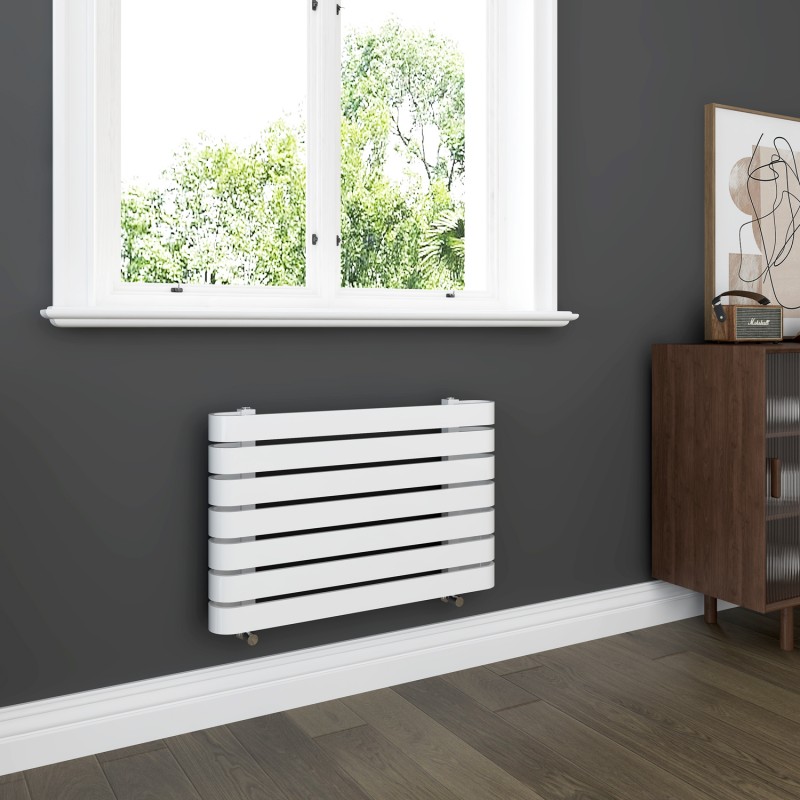 800mm(w) x 500mm(h) "Barlo" White Designer Horizontal Radiator (7 Sections)