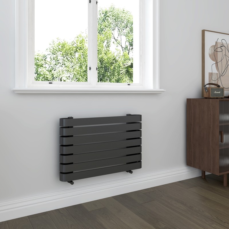 800mm(w) x 500mm(h) "Barlo" Anthracite Designer Horizontal Radiator (7 Sections)