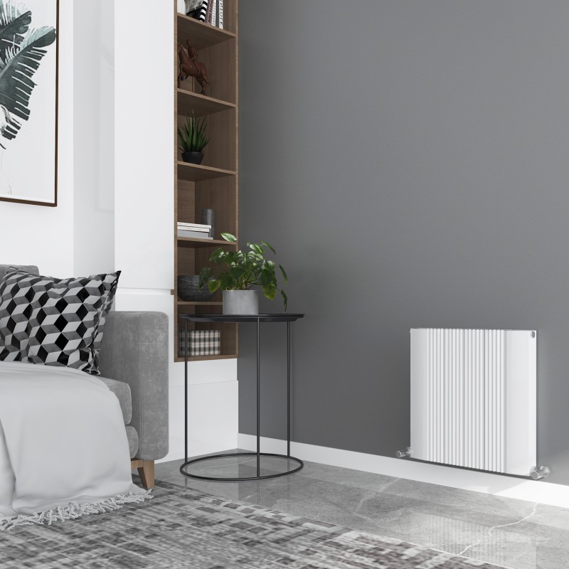 560mm (w) x 500mm (h) "Cariad" Double Panel White Horizontal Aluminium Radiator (12 Extrusions)