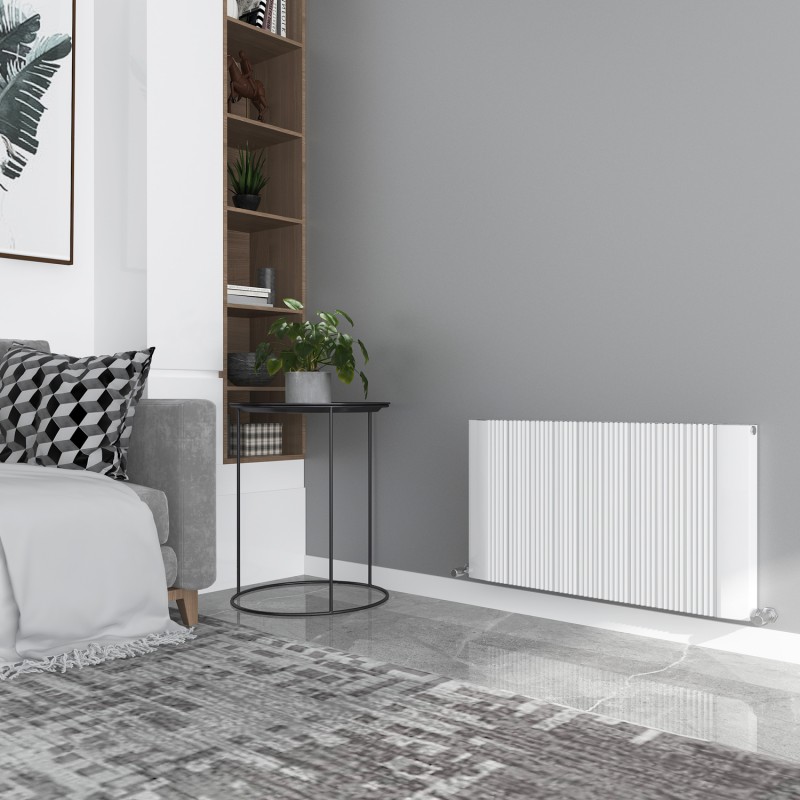 1030mm (w) x 500mm (h) "Cariad" Double Panel White Horizontal Aluminium Radiator (22 Extrusions)