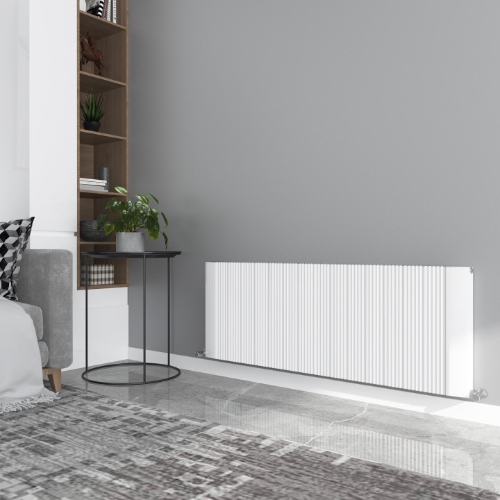 1500mm (w) x 500mm (h) Cariad Aluminium White Radiator
