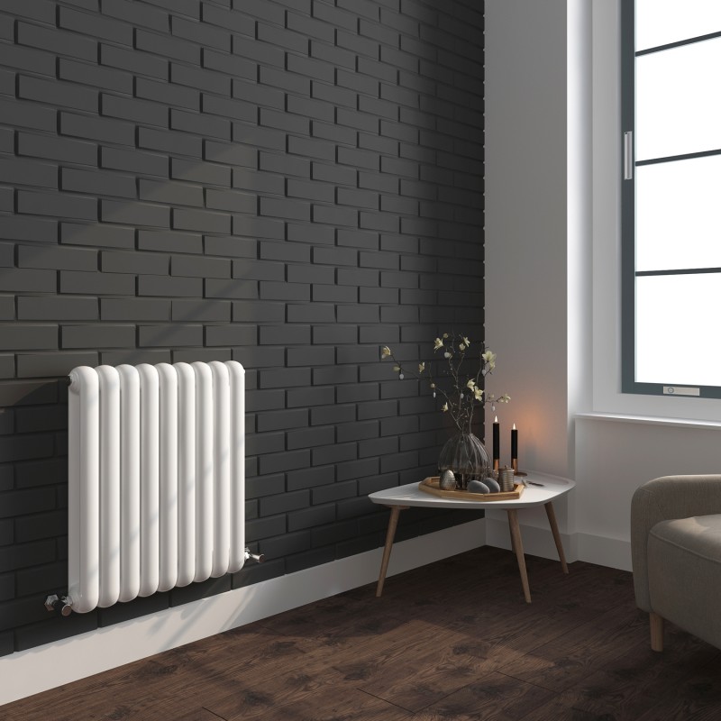 556mm (w) x 600mm (h) "Elias" White Vertical Column Radiator (9 Sections)