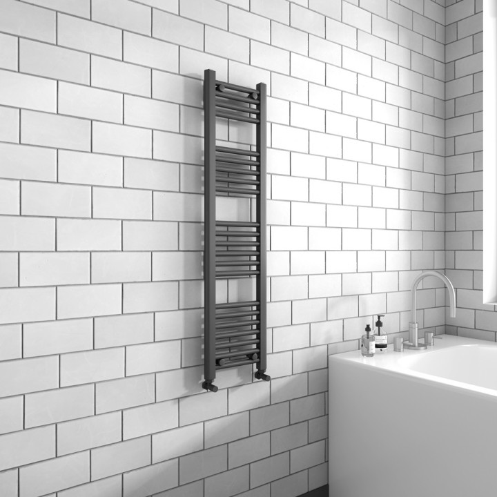 300mm x 1200mm Straight Anthracite Designer Heated Towel Rail