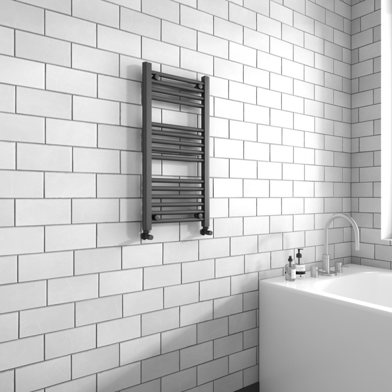 400mm (w) x 800mm (h) "Straight Anthracite" Designer Towel Rail