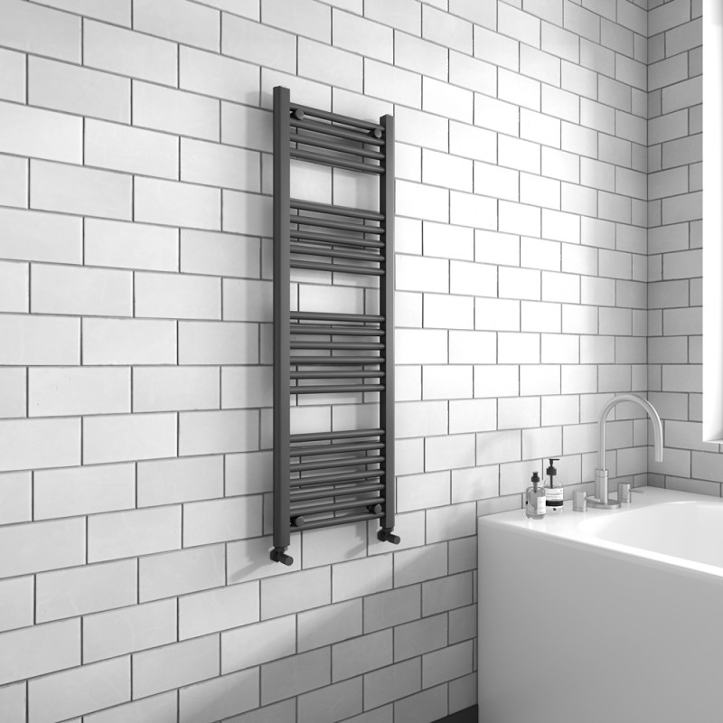 400mm (w) x 1200mm (h) "Straight Anthracite" Designer Towel Rail