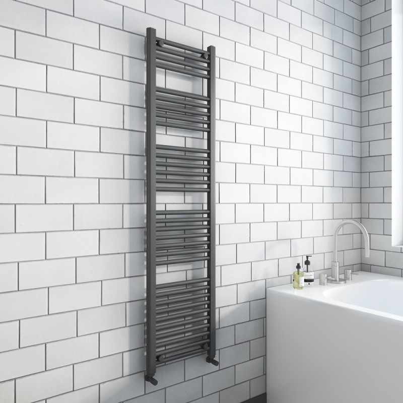 400mm (w) x 1600mm (h) "Straight Anthracite" Designer Towel Rail