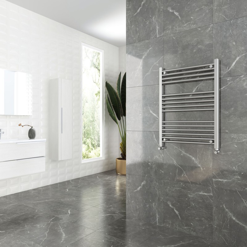 600mm (w)  x 800mm (h) "Straight Chrome" Towel Rail - Insitu