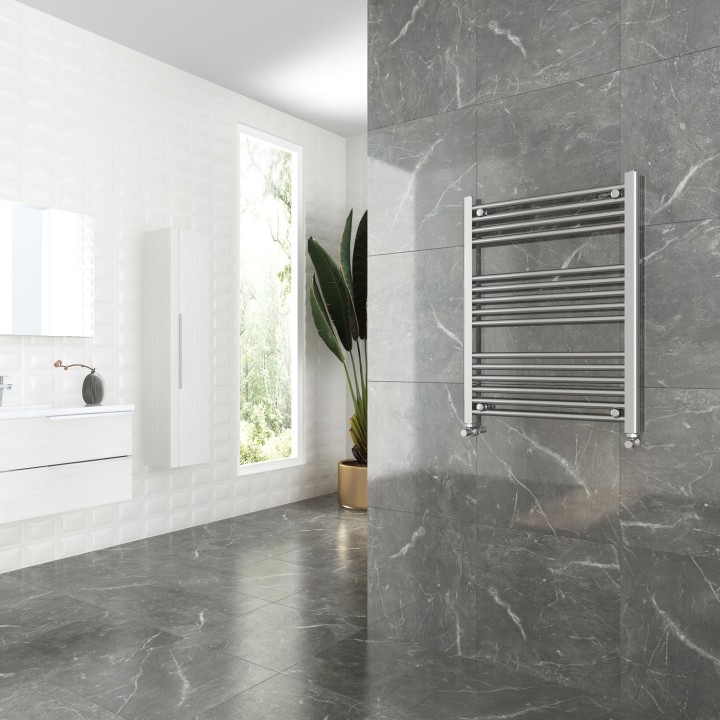 600mm (w)  x 800mm (h) "Straight Chrome" Towel Rail - Insitu