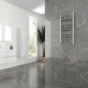 400mm (w)  x 800mm (h) Curved Chrome Towel Rail